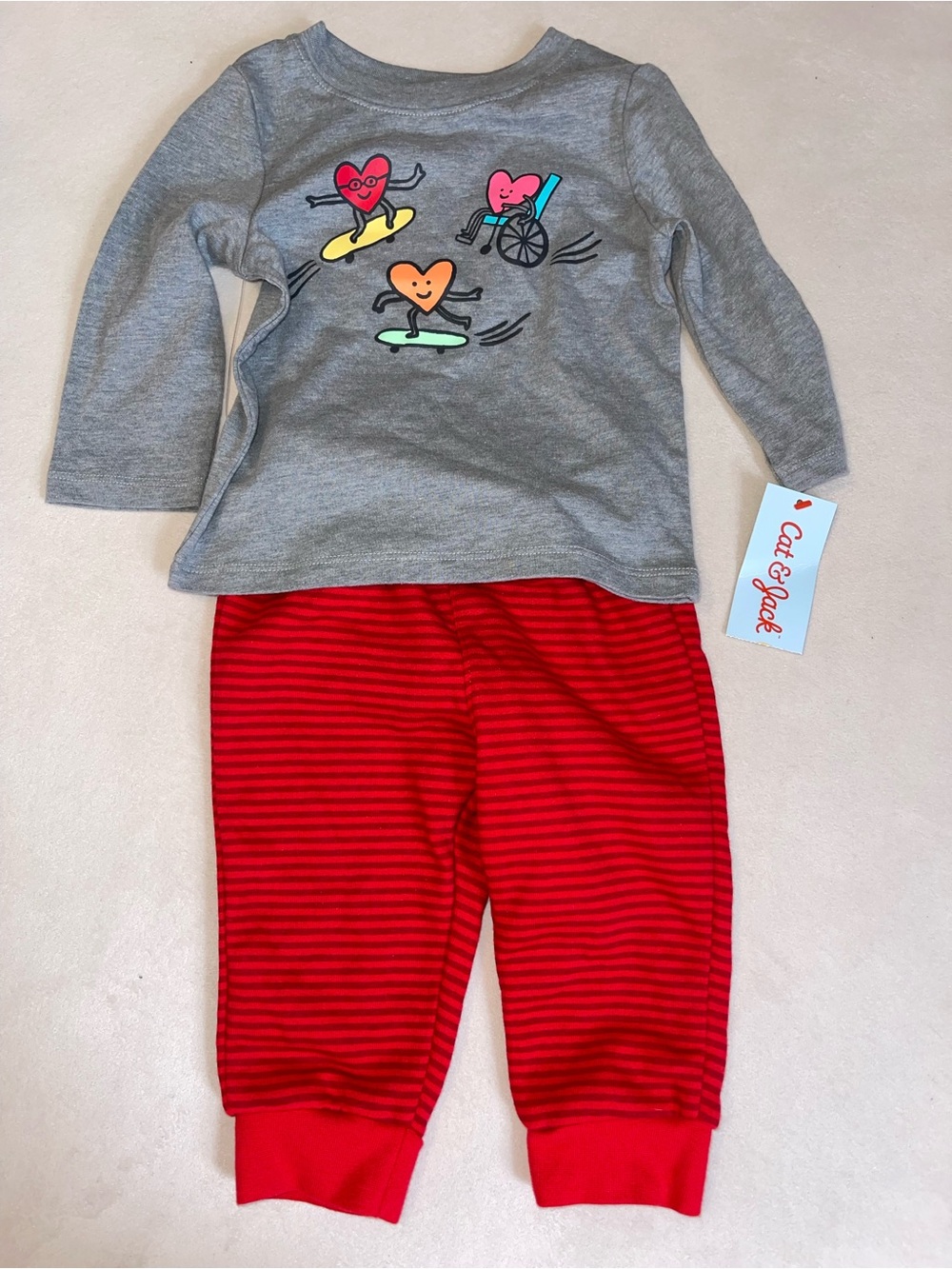Cat & Jack Grey Top with Red Striped Set